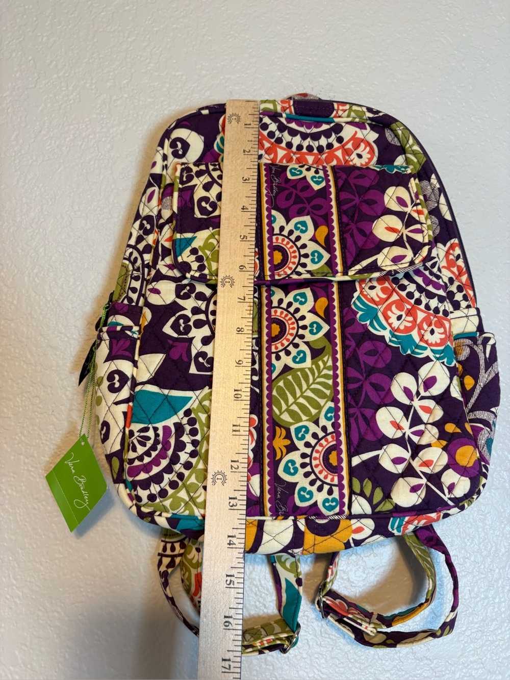 Vera Bradley Backpack Plum Crazy Adjustable Strap School Travel NWT - Picture 10 of 10